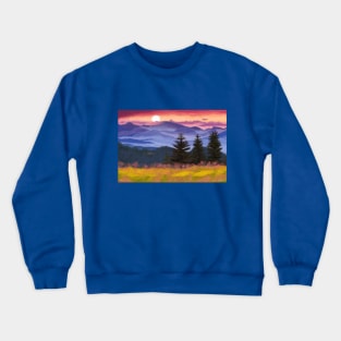 Mountainscape Digital Painting Crewneck Sweatshirt